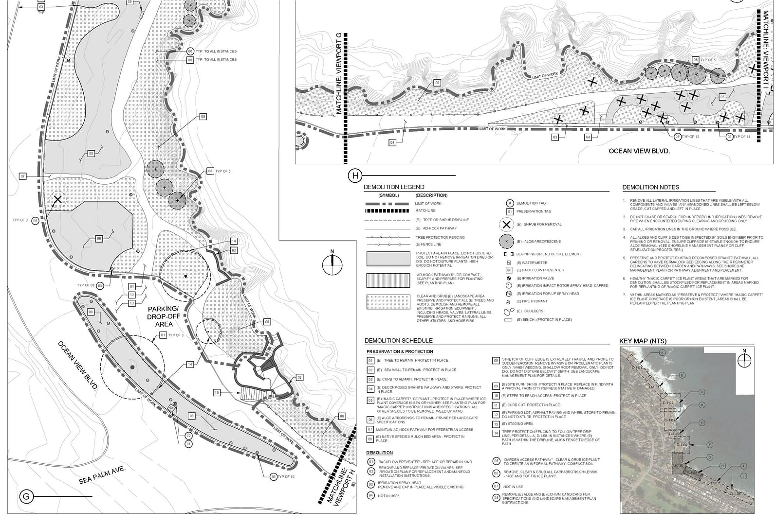 Perkins CD 1-01 construction documents for proposed ecological restoration plan for Perkins Park in Pacific Grove, CA