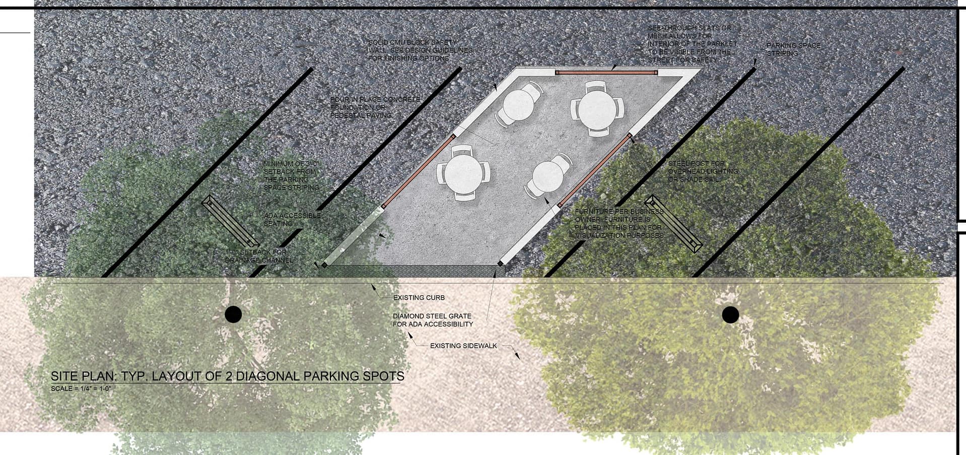 1_Diagonal Parklet – RENDERED PLAN-min